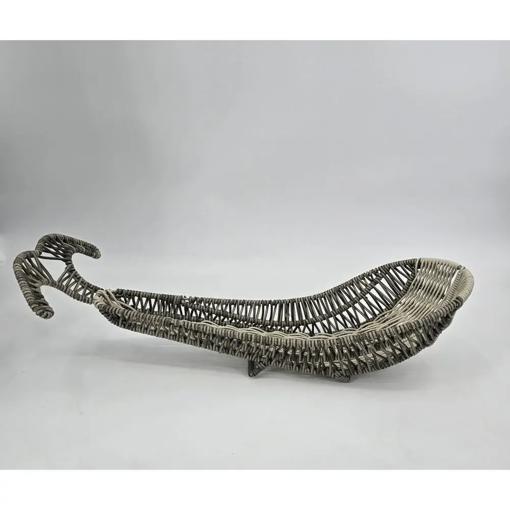 Vintage Wicker Whale Basket 22” Rattan Coastal‎ Nautical Boho Beach House Decor